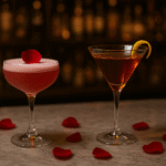 Drinks sofisticados para casais - coquetéis românticos em taças elegantes com decoração especial