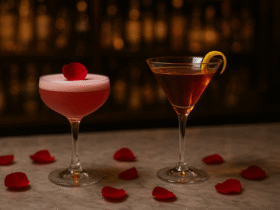 Drinks sofisticados para casais - coquetéis românticos em taças elegantes com decoração especial