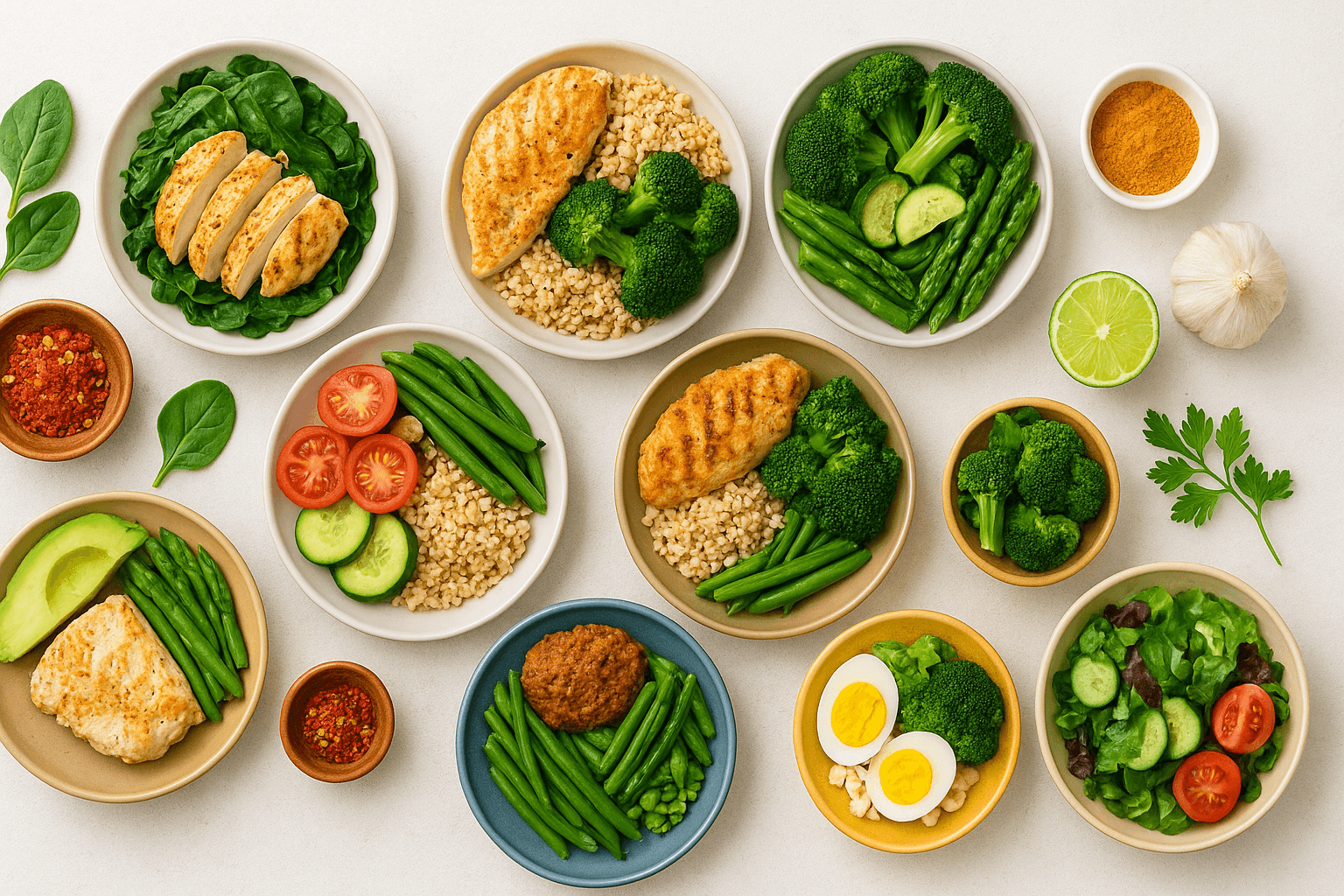 Receitas para secar gordura abdominal em 30 dias - pratos coloridos e saudáveis em sequência de 30 dias