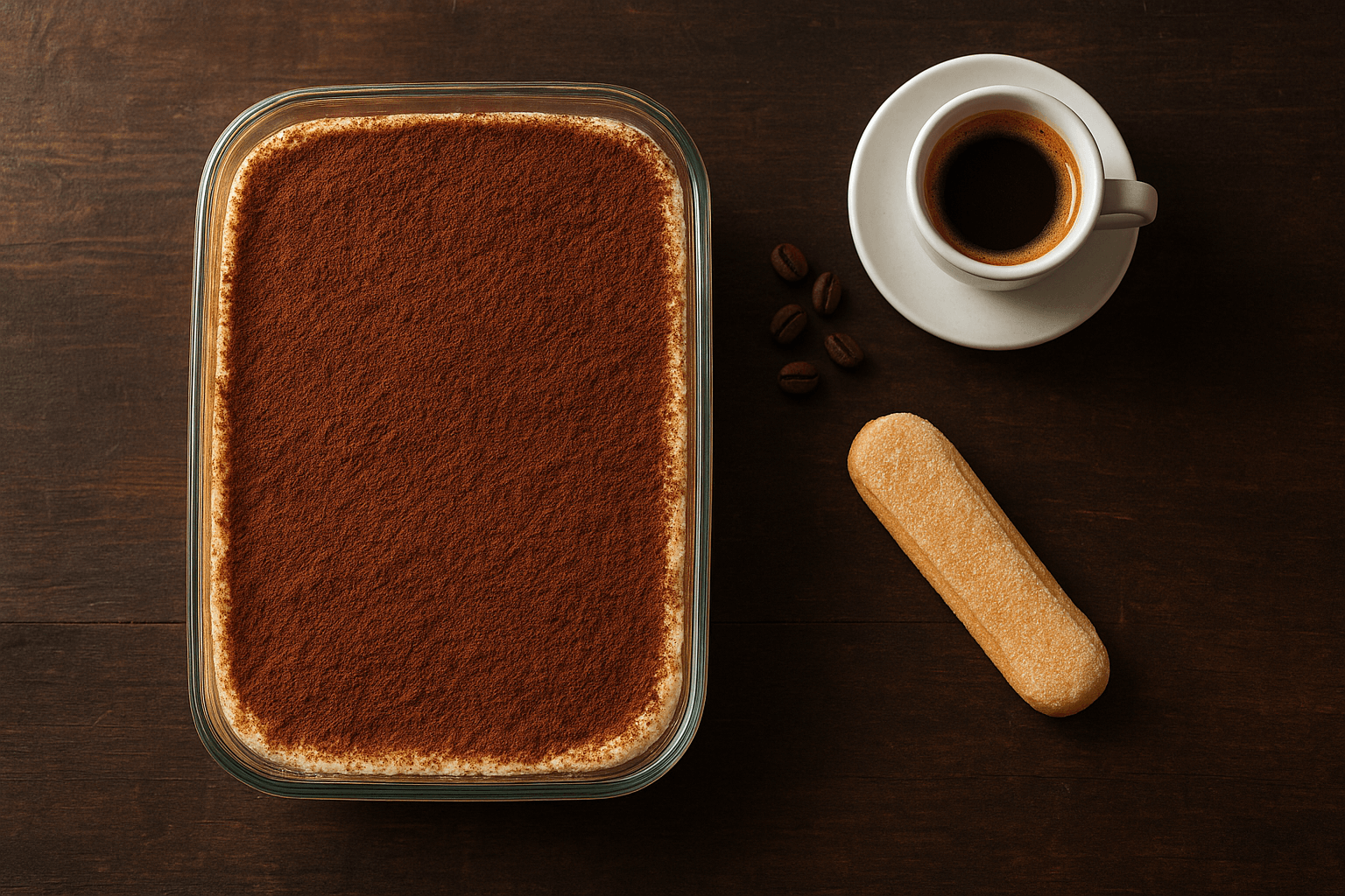 Receita de Tiramisù Clássico Original, a autêntica sobremesa italiana em camadas com creme de mascarpone, café e cacau em pó.