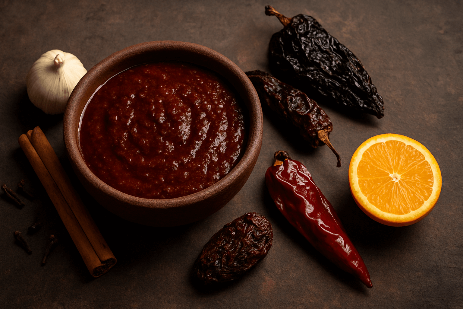 Molho de churrasco mexicano autêntico, um adobo espesso e defumado feito com chiles anchos, chipotles e especiarias, perfeito para marinar e grelhar carnes.